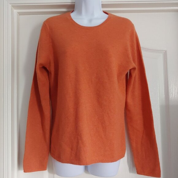 Fiona Womens Burnt Orange 2 Ply Cashmere Long Sleeve Sweater Soft L - Picture 1 of 11